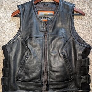 Men's Black Leather Vest